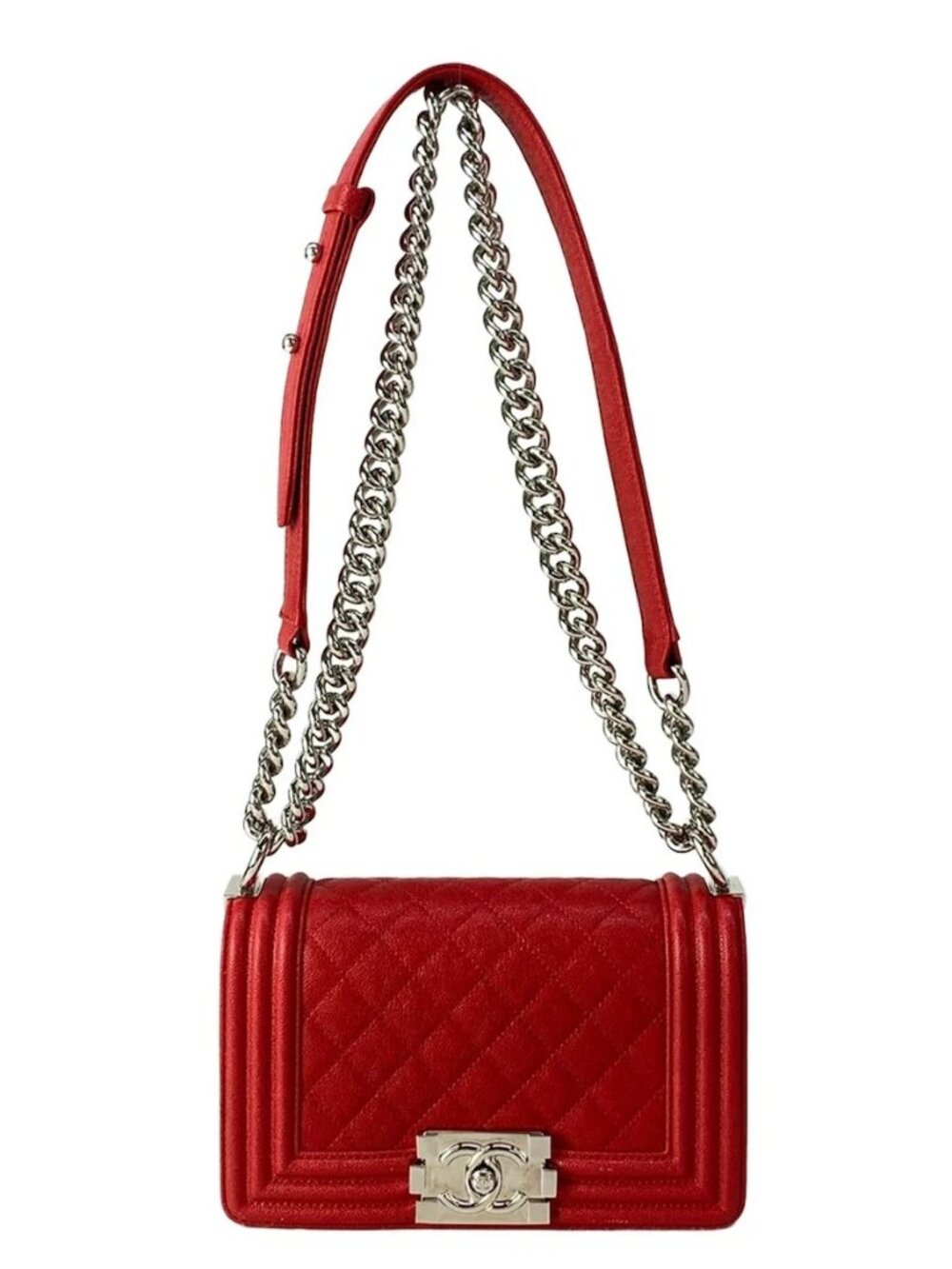 CHANEL Boy Chanel - Red Calfskin Shoulder Bag